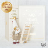 NORDIKA nisse イヤーズノルディカ2026 金色の星を持つニッセ、2026年プレート付きのはしごとBOOK型収納箱のセット