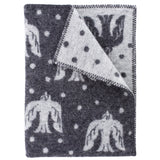 【購入特典付】KLIPPAN(クリッパン)ウール ミニブランケット 65x90 birds in the snow ダークグレー