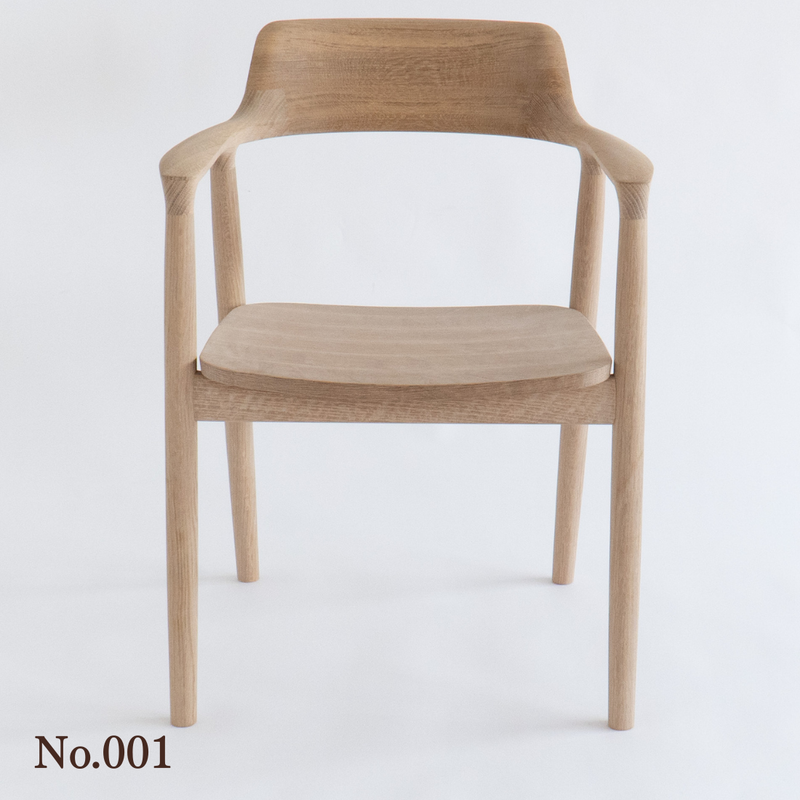 【No.001】 HIROSHIMA  natural アームチェア（板座) ホワイトオーク ソープ仕上げ
