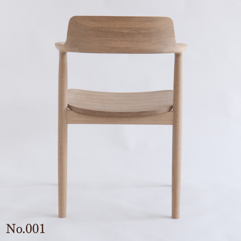 【No.001】 HIROSHIMA  natural アームチェア（板座) ホワイトオーク ソープ仕上げ