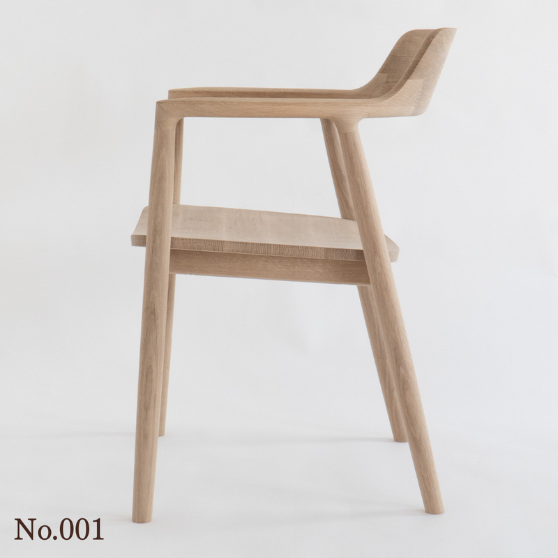 【No.001】 HIROSHIMA  natural アームチェア（板座) ホワイトオーク ソープ仕上げ