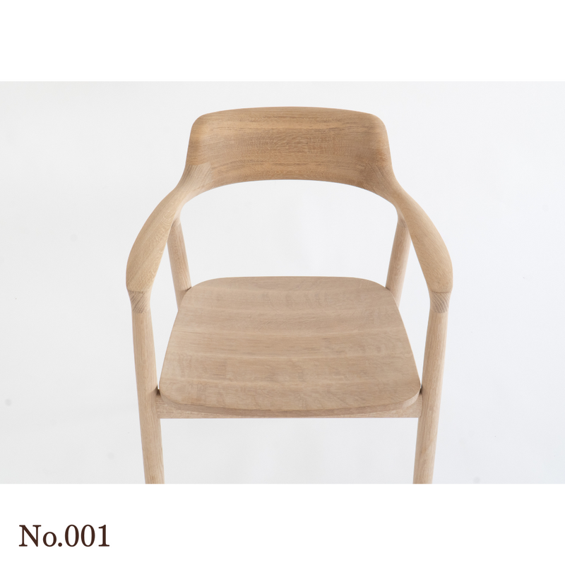 【No.001】 HIROSHIMA  natural アームチェア（板座) ホワイトオーク ソープ仕上げ