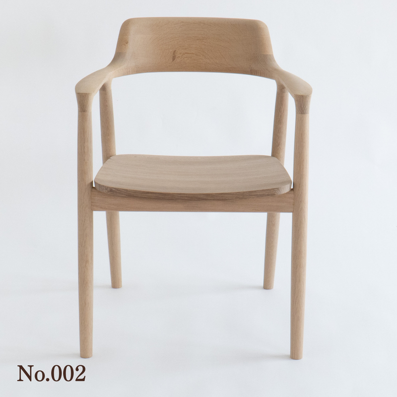【No.002】 HIROSHIMA  natural アームチェア（板座) ホワイトオーク ソープ仕上げ