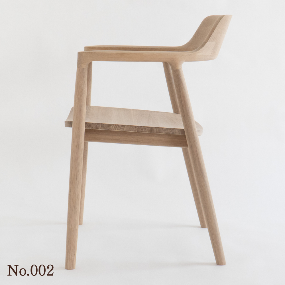 No.002】HIROSHIMA natural アームチェア（板座) ホワイトオーク