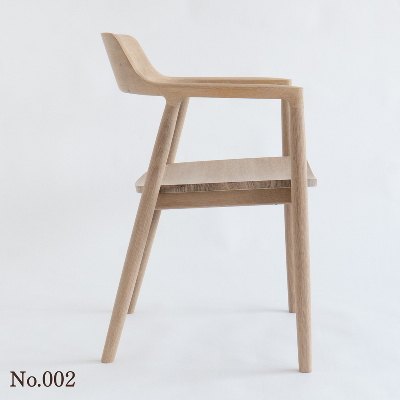 【No.002】 HIROSHIMA  natural アームチェア（板座) ホワイトオーク ソープ仕上げ