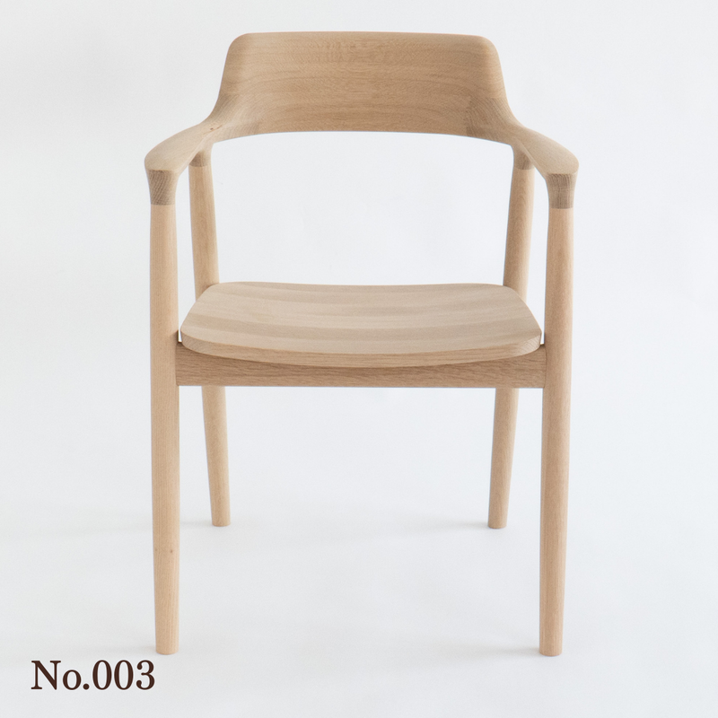【No.003】 HIROSHIMA  natural アームチェア（板座) ホワイトオーク ソープ仕上げ