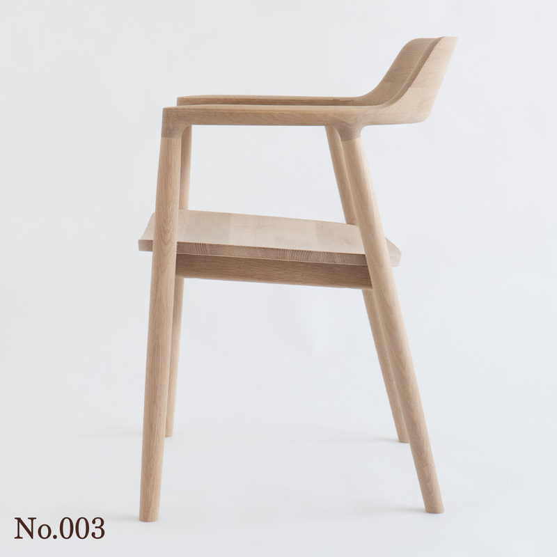 【No.003】 HIROSHIMA  natural アームチェア（板座) ホワイトオーク ソープ仕上げ