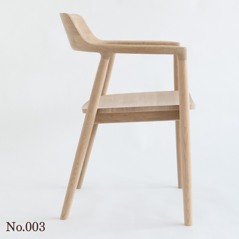 【No.003】 HIROSHIMA  natural アームチェア（板座) ホワイトオーク ソープ仕上げ