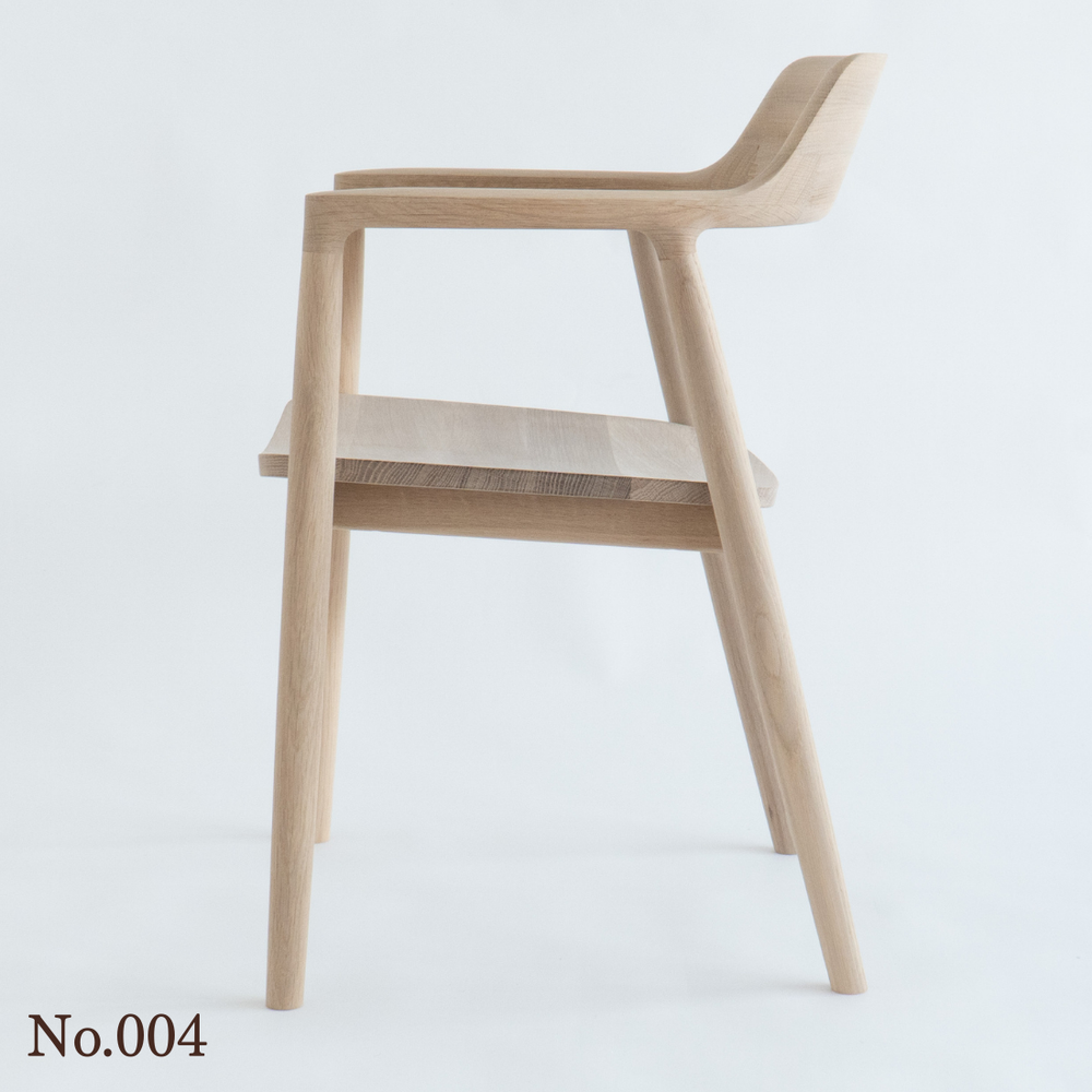 No.004】HIROSHIMA natural アームチェア（板座) ホワイトオーク