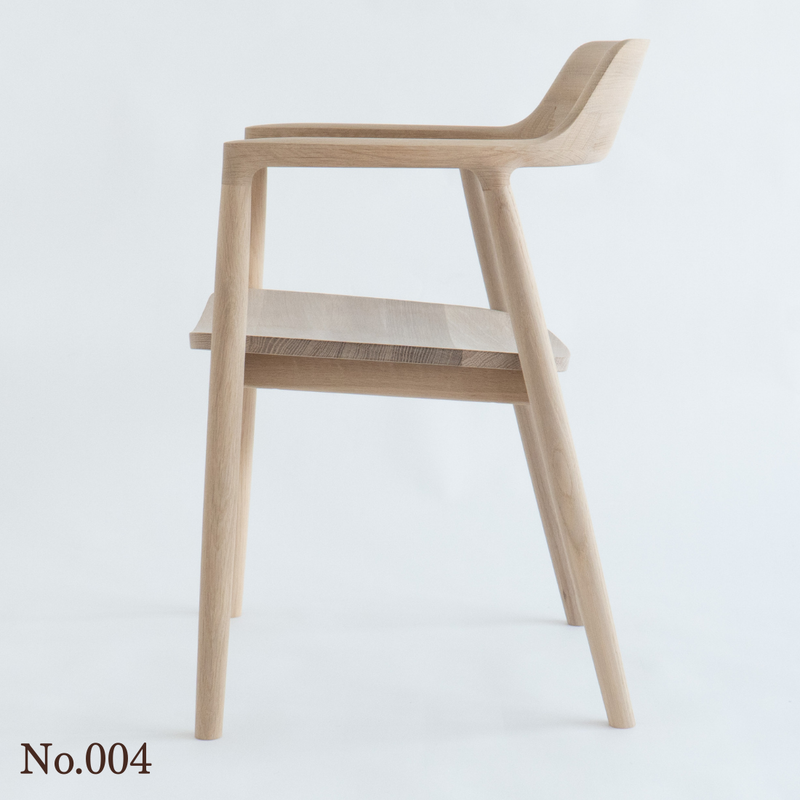 【No.004】 HIROSHIMA  natural アームチェア（板座) ホワイトオーク ソープ仕上げ