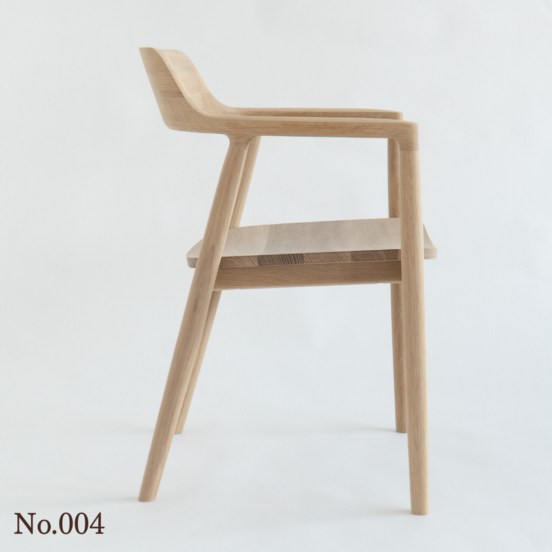 【No.004】 HIROSHIMA  natural アームチェア（板座) ホワイトオーク ソープ仕上げ