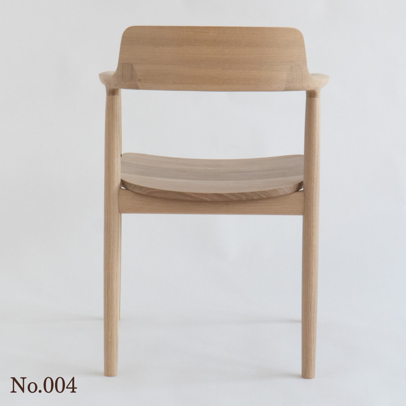 【No.004】 HIROSHIMA  natural アームチェア（板座) ホワイトオーク ソープ仕上げ