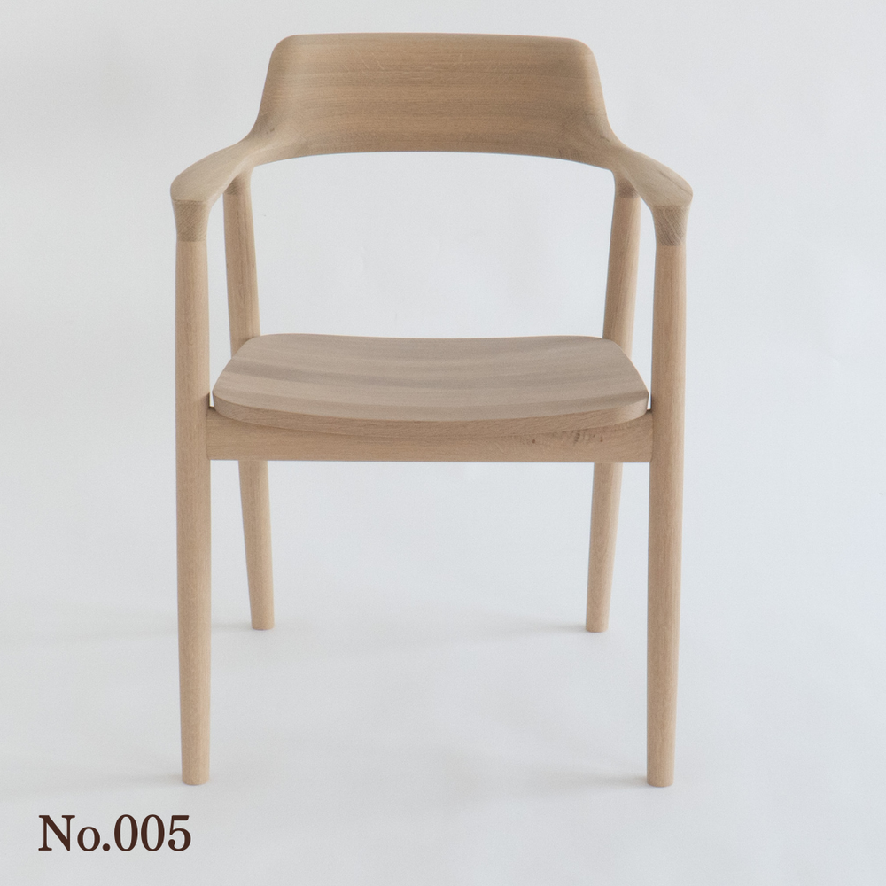 No.005】HIROSHIMA natural アームチェア（板座) ホワイトオーク