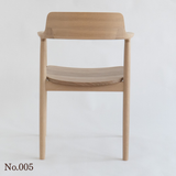 【No.005】 HIROSHIMA  natural アームチェア（板座) ホワイトオーク ソープ仕上げ