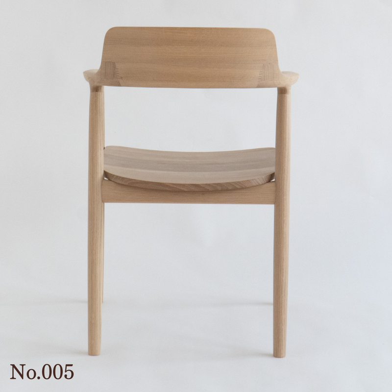 【No.005】 HIROSHIMA  natural アームチェア（板座) ホワイトオーク ソープ仕上げ