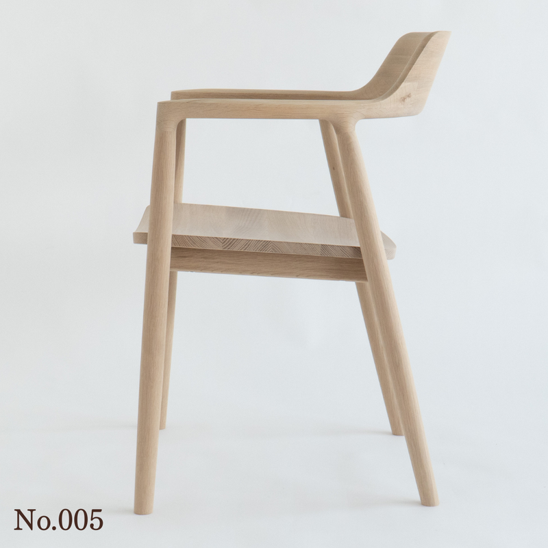 【No.005】 HIROSHIMA  natural アームチェア（板座) ホワイトオーク ソープ仕上げ