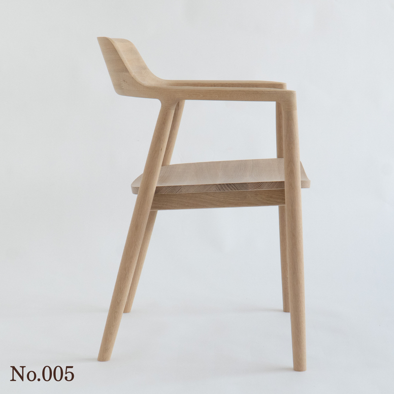 【No.005】 HIROSHIMA  natural アームチェア（板座) ホワイトオーク ソープ仕上げ