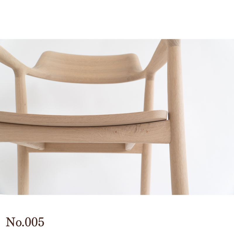 【No.005】 HIROSHIMA  natural アームチェア（板座) ホワイトオーク ソープ仕上げ