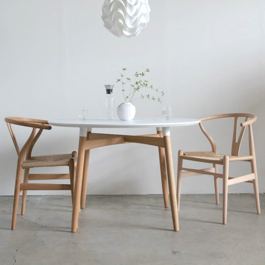 【即納可】BA103 オーク材 オイルフィニッシュ ホワイトラミネート天板 Φ110 | カールハンセン&サン